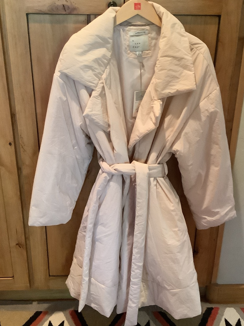 a new day Light Pink Quilted Belted Jean-Style Jacket size L new !